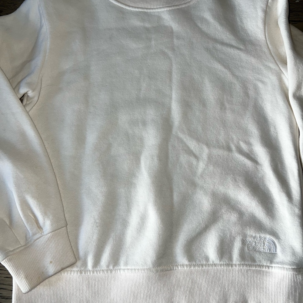 The North Face Sweatshirt Girls Size 10 White Fleece Pullover Crewneck Casual